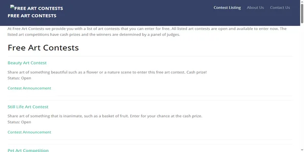 Screenshot of free-art-contests.com