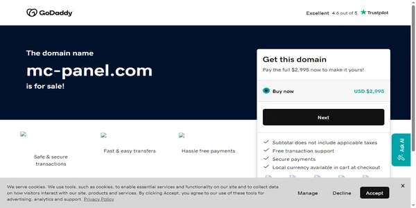 Screenshot of mc-panel.com